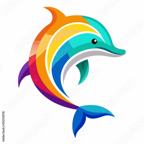Dynamic colorful dolphin logo vector illustration