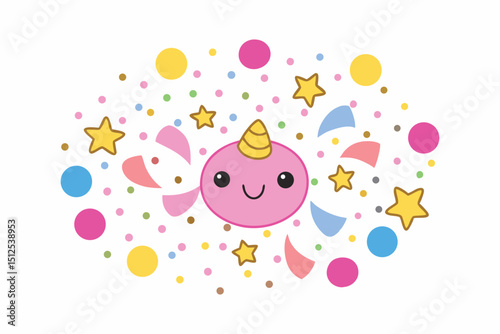 Confetti with Colorful Celebration White Background
