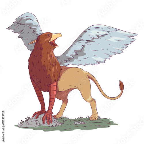 Griffin gryphon colored coloured illustration