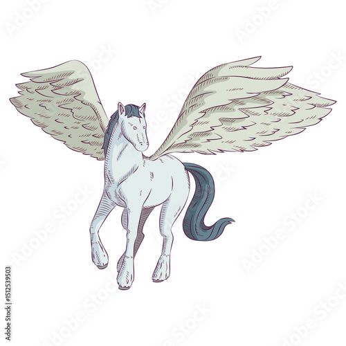 Horse pegasus colored coloured illustration