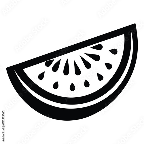 Silhouette of watermelon slice, simple design, minimalist fruit graphic, food art