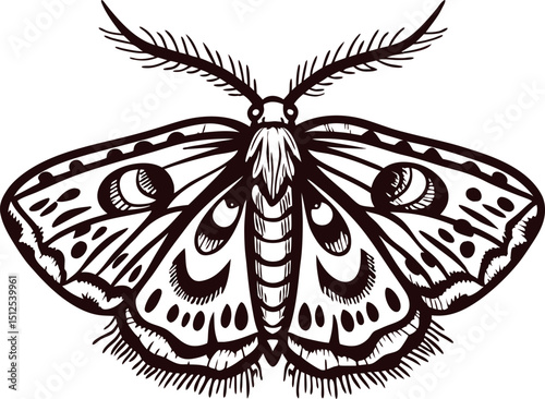 Intricate moth with detailed patterns and antennae
