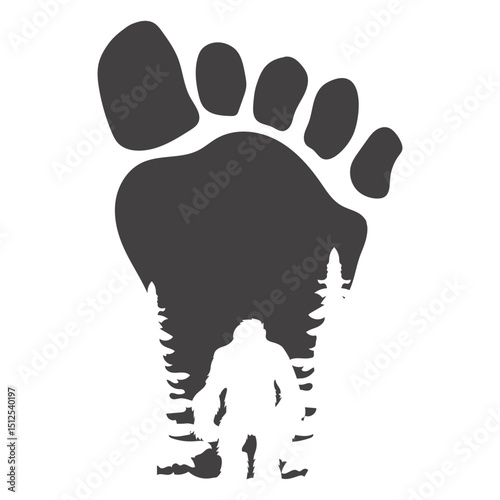 Bigfoot in foot print cut out