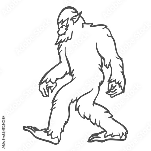 Bigfoot sasquatch walking outline