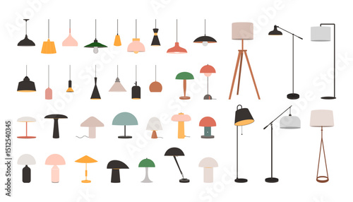Modern Lamp Collection – Flat Illustration 1