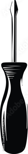 Screwdriver Silhouette Black Vector | Hand Tool Icon for Repair & DIY Projects