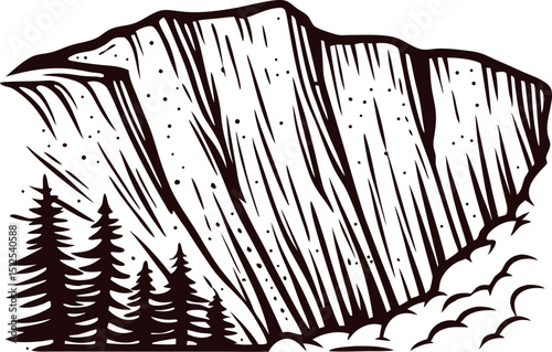 a-minimalist-depiction-of-an-avalanche-chute-with-.eps