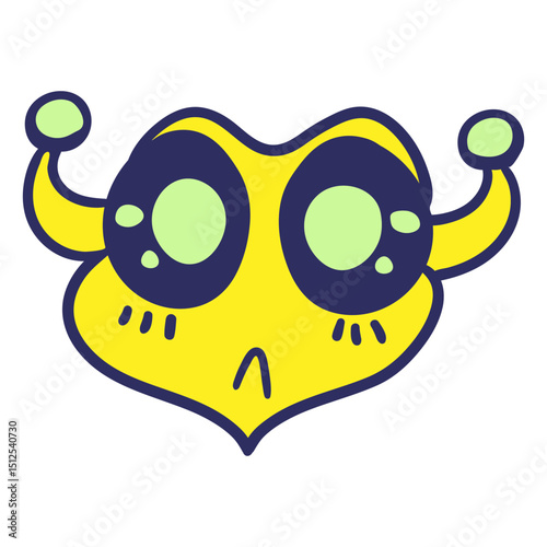Alien's head confused colorful stroke