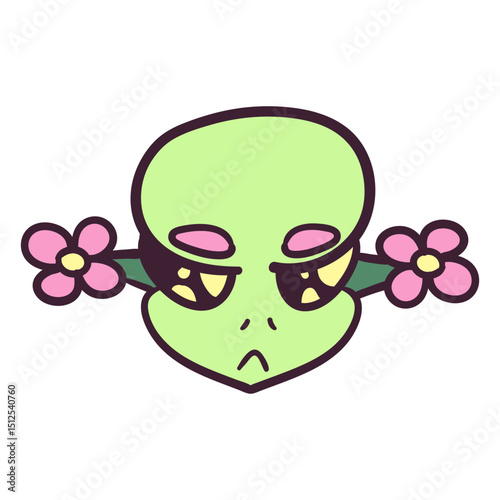 Alien's head flower ears colorful stroke