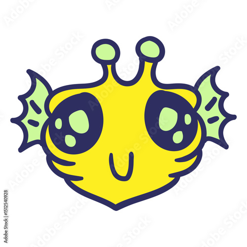 Alien's head yellow fish stroke