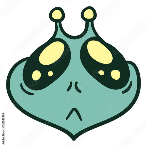 Alien's heart shaped head sad colorful stroke