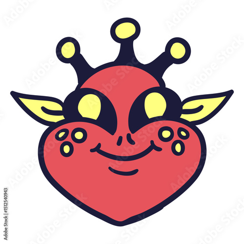 Alien's red head yellow ears stroke