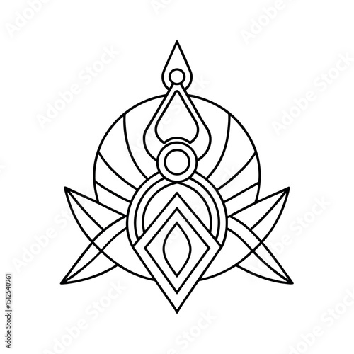 Alpona Material Outline Line Art Vector