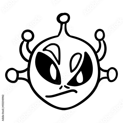 Angry 5 antenna alien's head stroke
