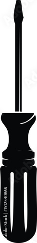Screwdriver Silhouette Black Vector | Hand Tool Icon for Repair & DIY Projects