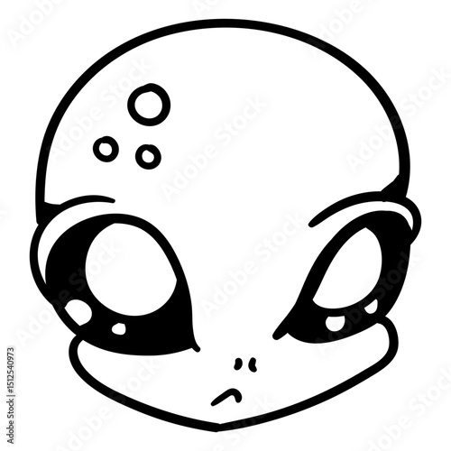 Cute alien's head indifferent stroke