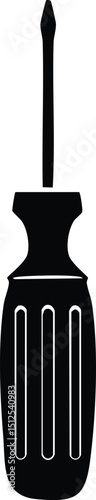 Screwdriver Silhouette Black Vector | Hand Tool Icon for Repair & DIY Projects