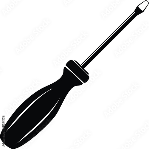 Screwdriver Silhouette Black Vector | Hand Tool Icon for Repair & DIY Projects