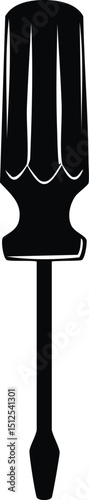 Screwdriver Silhouette Black Vector | Hand Tool Icon for Repair & DIY Projects