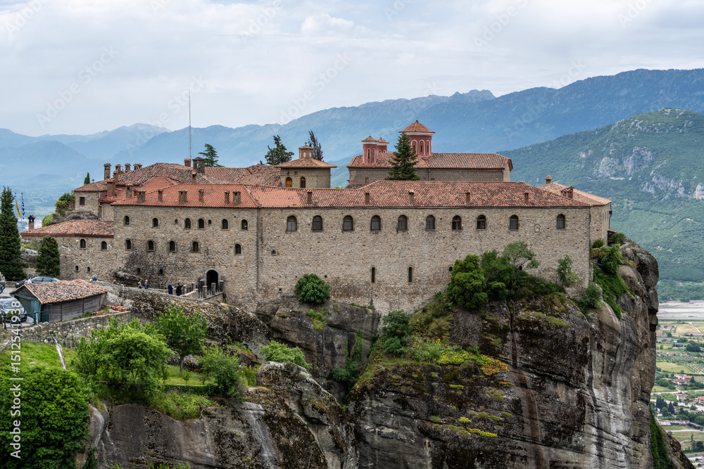 ancient churches in the remote mountains of the Meteora Valley in Greece on a May day ancient churches in the remote mountains of the Meteora Valley in Greece on a May day