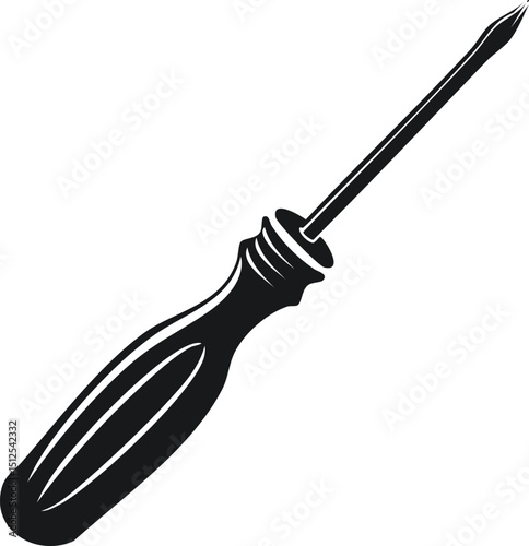 Screwdriver Silhouette Black Vector | Hand Tool Icon for Repair & DIY Projects