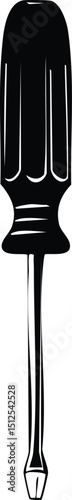 Screwdriver Silhouette Black Vector | Hand Tool Icon for Repair & DIY Projects