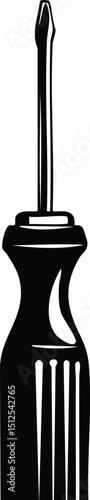 Screwdriver Silhouette Black Vector | Hand Tool Icon for Repair & DIY Projects