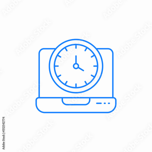 laptop clock time icon sign vector