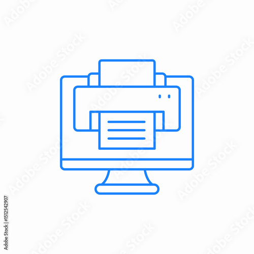 laptop connected printer icon sign vector