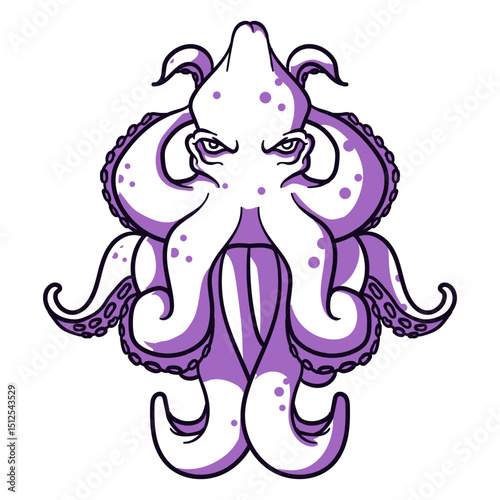 Folklore creature kraken standing hand drawn