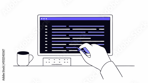 Hand coding concept  for web development vector illustration