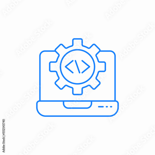 laptop gear code icon sign vector