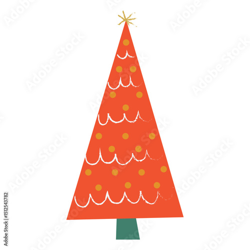 Red Christmas tree garland flat