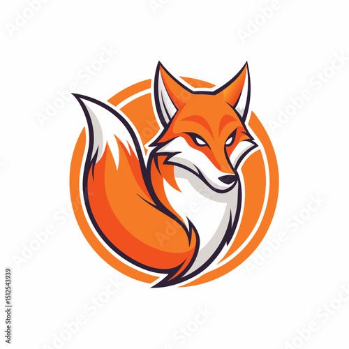 Modern Fox Silhouette in Orange vector illustration