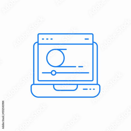 laptop online chat video playback icon sign vector