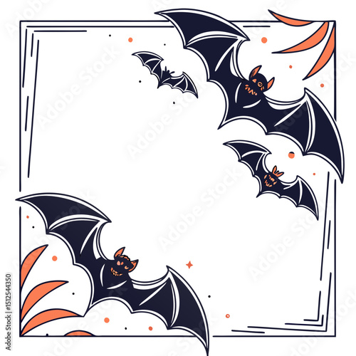 Black bat silhouettes scattered on a white background with lots of free space halloween day