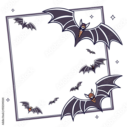 Black bat silhouettes scattered on a white background with lots of free space halloween day