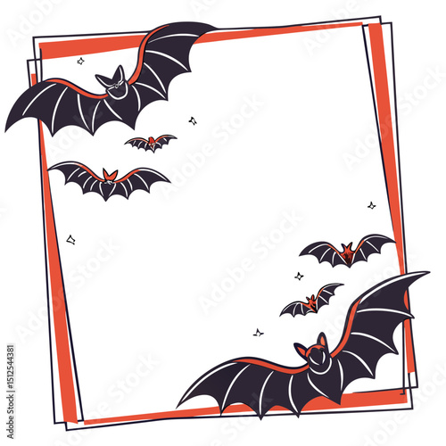 Black bat silhouettes scattered on a white background with lots of free space halloween day