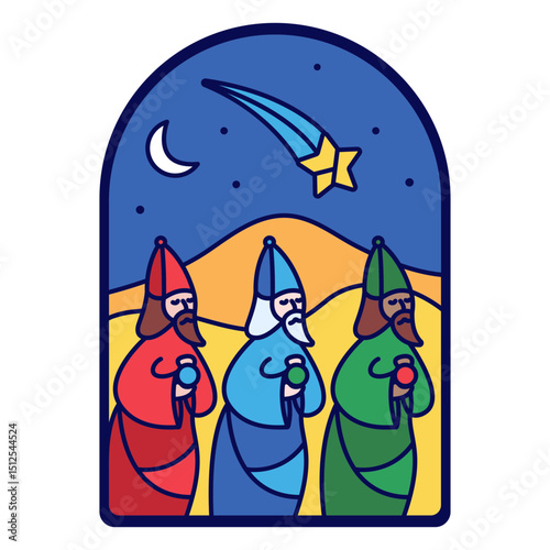 Stained glass three kings flat