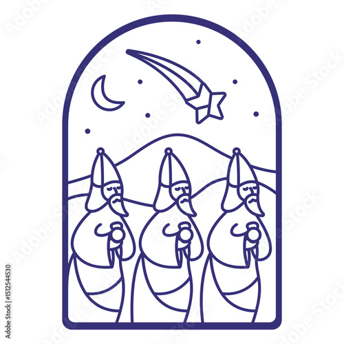 Stained glass three kings stroke