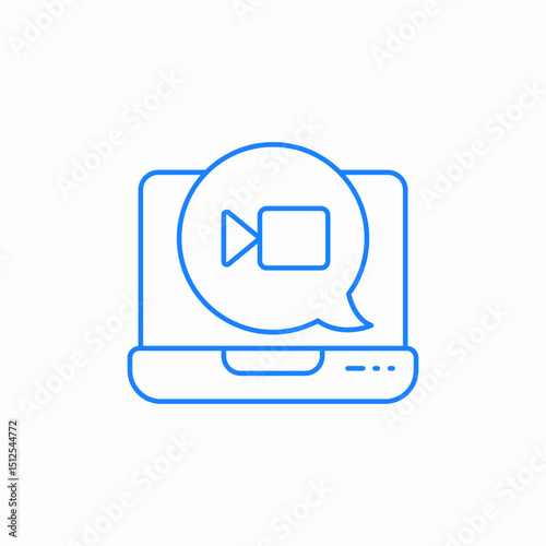 laptop video icon sign vector