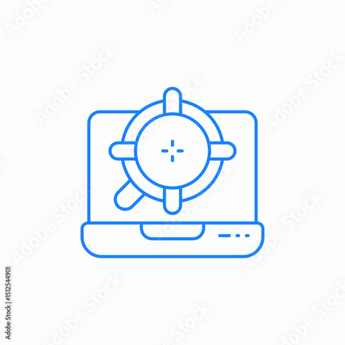 laptop with target icon sign vector