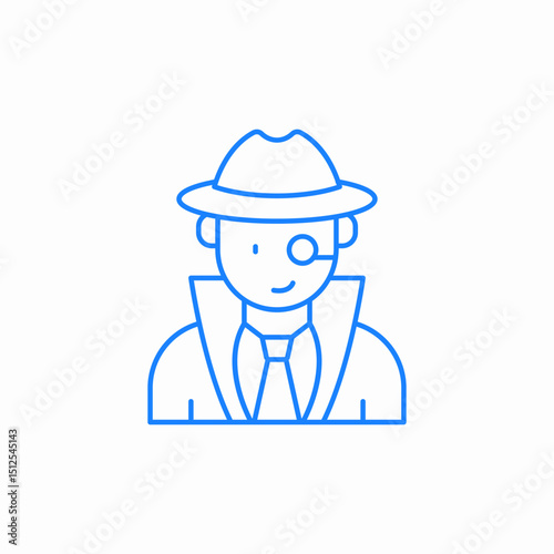 man with monocle detective icon sign vector