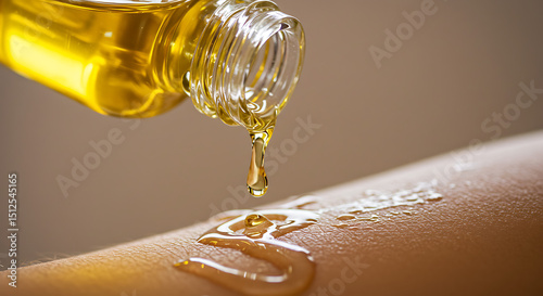 Liquid gold being poured onto skin. photo