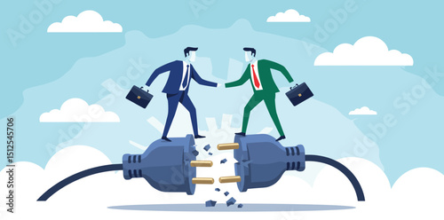 Business connection, teamwork collaboration, join force or agreement for success, partnership communication or customer support concept, businessman partner handshake on connecting