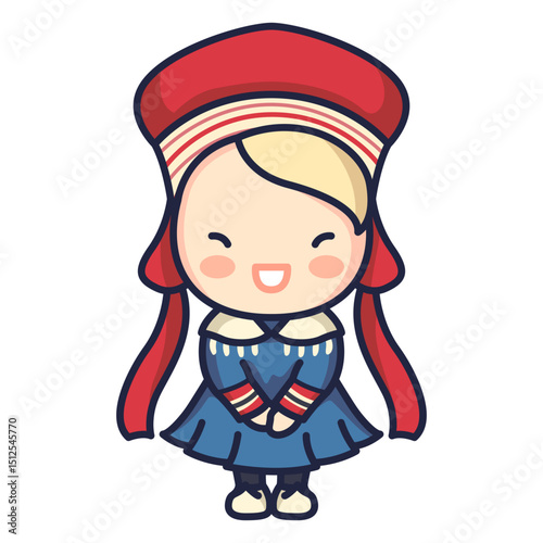 Cute norwegian woman folklore character