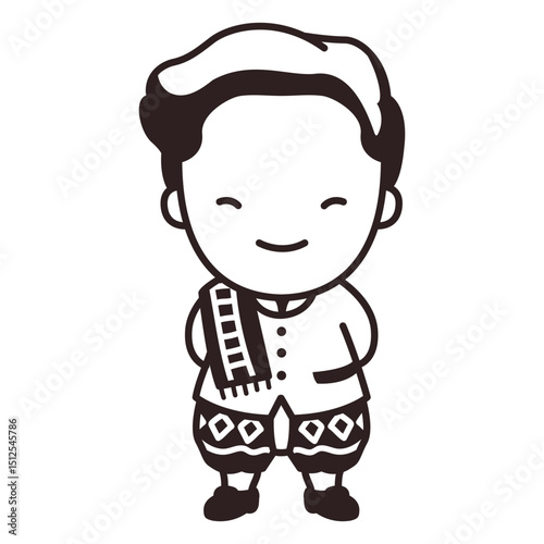 Cute thai man phraratchathan character stroke