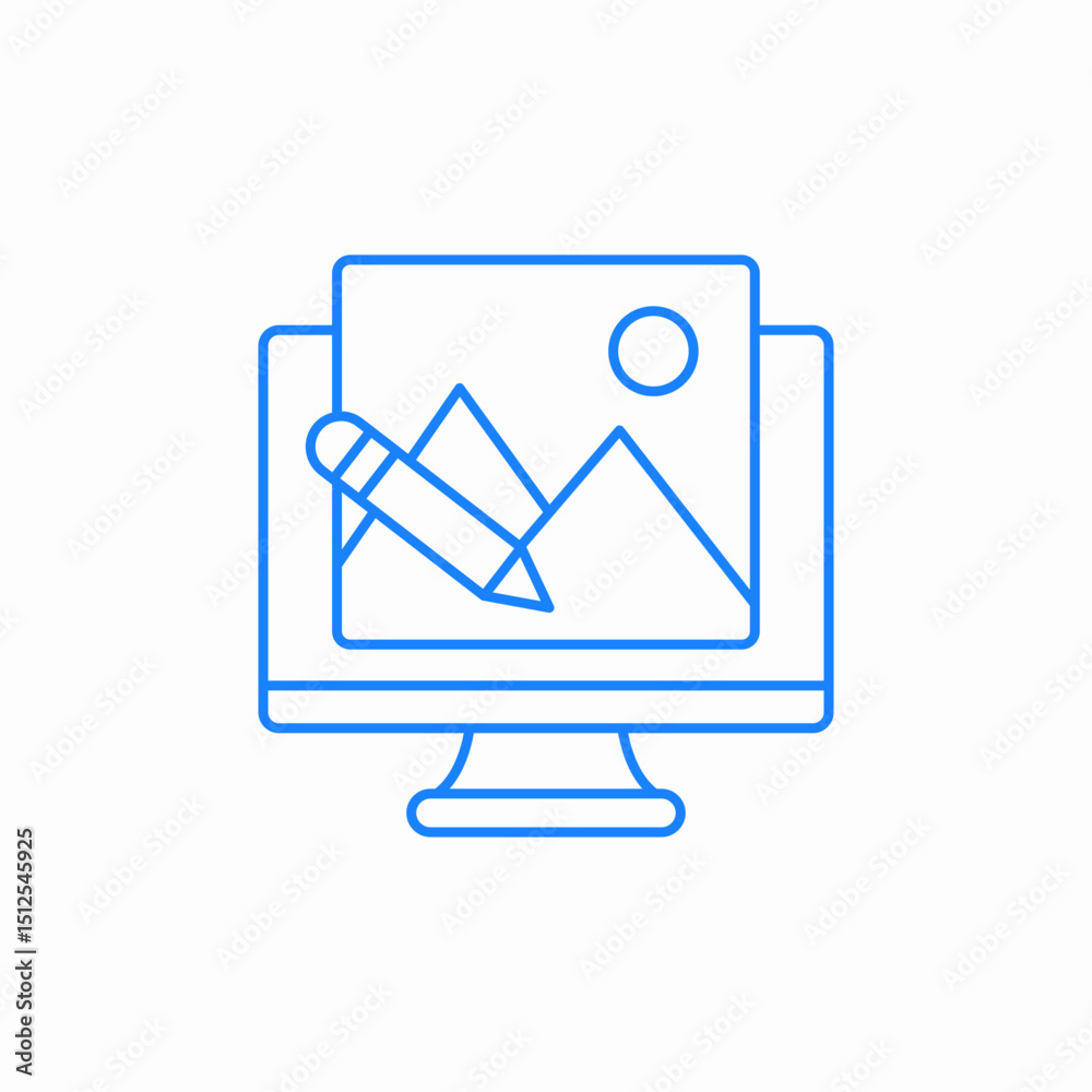 monitor image edit  icon sign vector