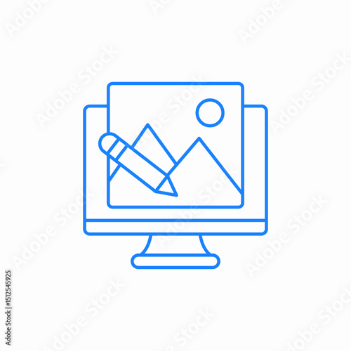 monitor image edit  icon sign vector