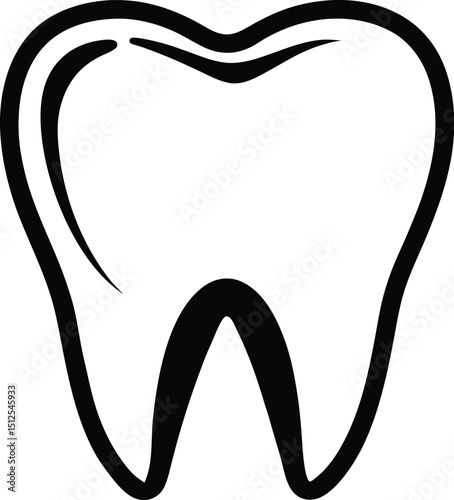 Tooth silhouette vector, healthy tooth icon, dental care symbol, black tooth graphic
